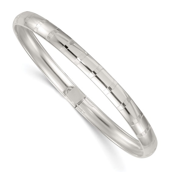 Sterling Silver Diamond-cut Flexible Bangle