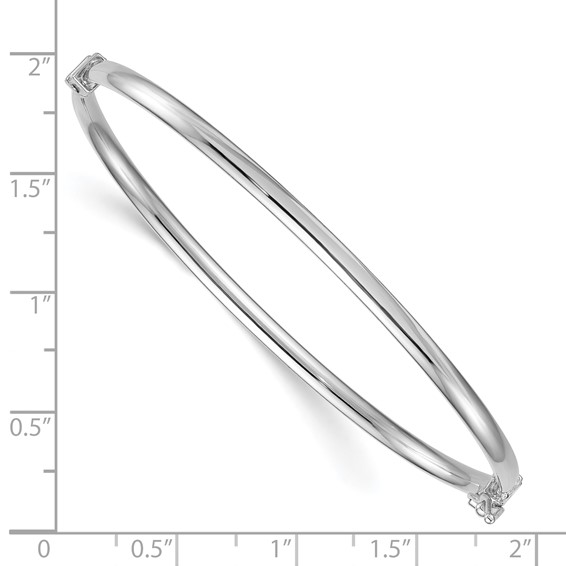 Sterling Silver Rhodium-plated Polished 3.00mm Hinged Bangle