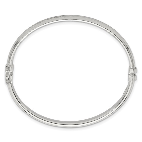 Sterling Silver Polished and Textured 6.50mm Greek Key Hinged Bangle