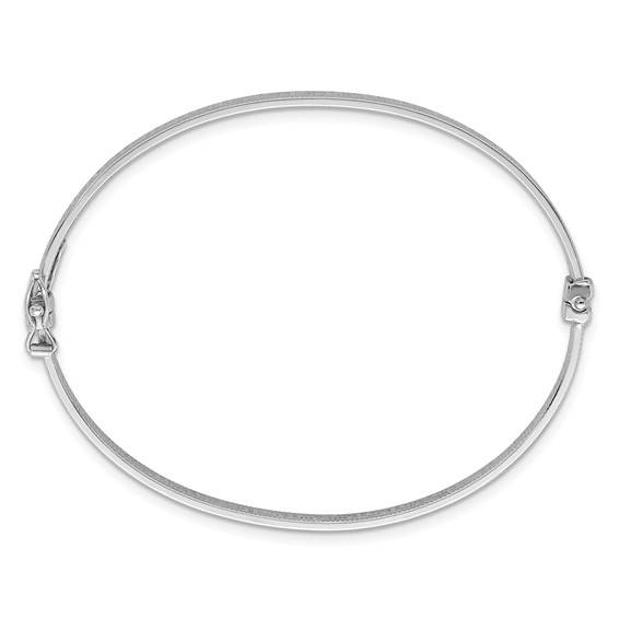 Sterling Silver Rhodium-plated Polished Textured Greek Key 4.00mm Hinged Bangle