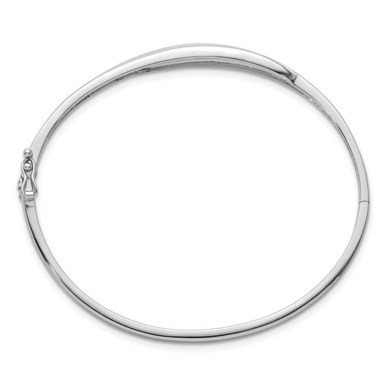 Sterling Silver Rhodium-plated CZ Polished Hinged Bangle
