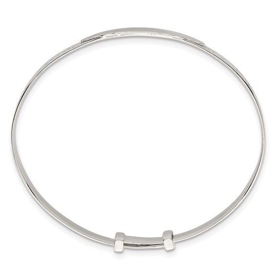 Sterling Silver Polished Claddagh Childrens Expandable Slip-on ID Bangle