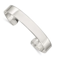 Sterling Silver Polished 9.75mm Cuff Bangle Bracelet view 1