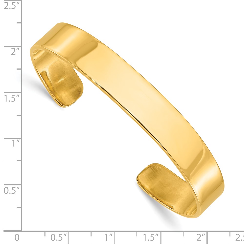 Sterling Silver Gold-tone 9.75mm Cuff Bangle Bracelet (QB179GP)