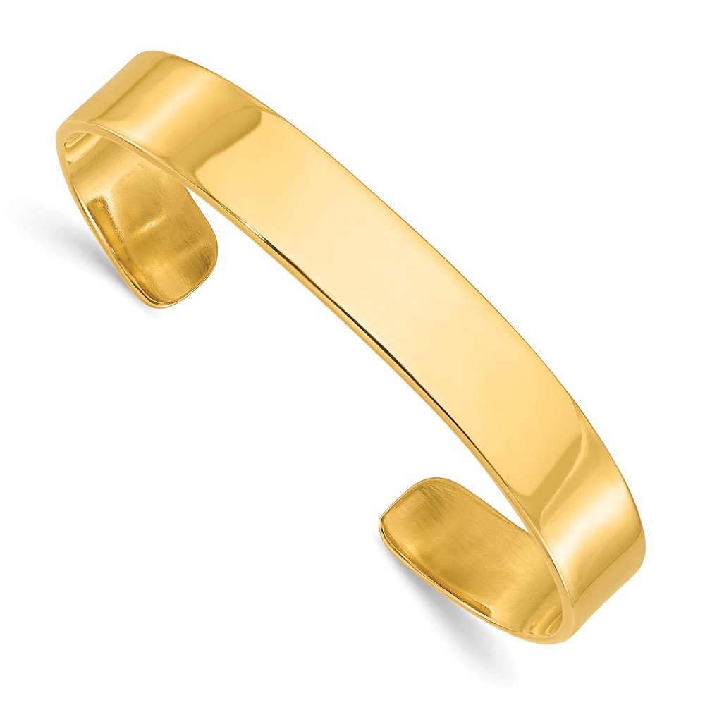 Sterling Silver Gold-tone 9.75mm Cuff Bangle Bracelet (QB179GP)