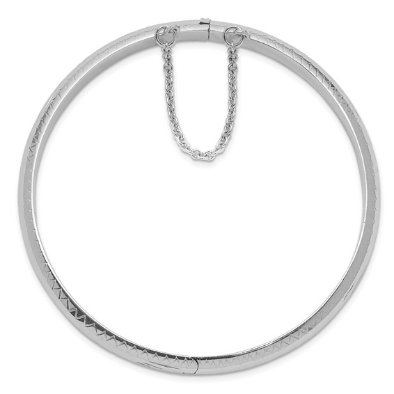 Sterling Silver Diamond-cut Fancy Hinged Bangle