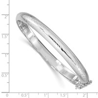 Sterling Silver Rhodium-plated Diamond-cut 7mm Hinged Bangle Bracelet Chain with Safety view 3