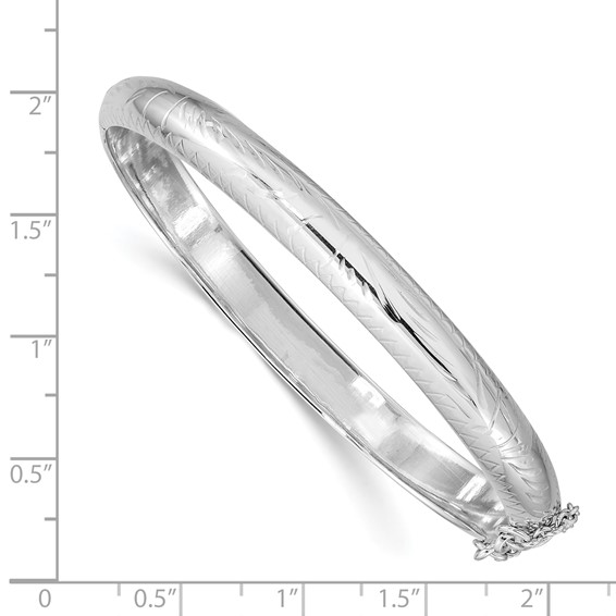 Sterling Silver Diamond-cut Fancy Hinged Bangle