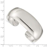 Sterling Silver Solid Polished 21mm Domed Cuff Bangle Bracelet view 3