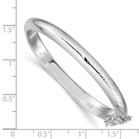 Sterling Silver RH-plated Polished D C 5mm Hinged Baby Bangle Bracelet view 3