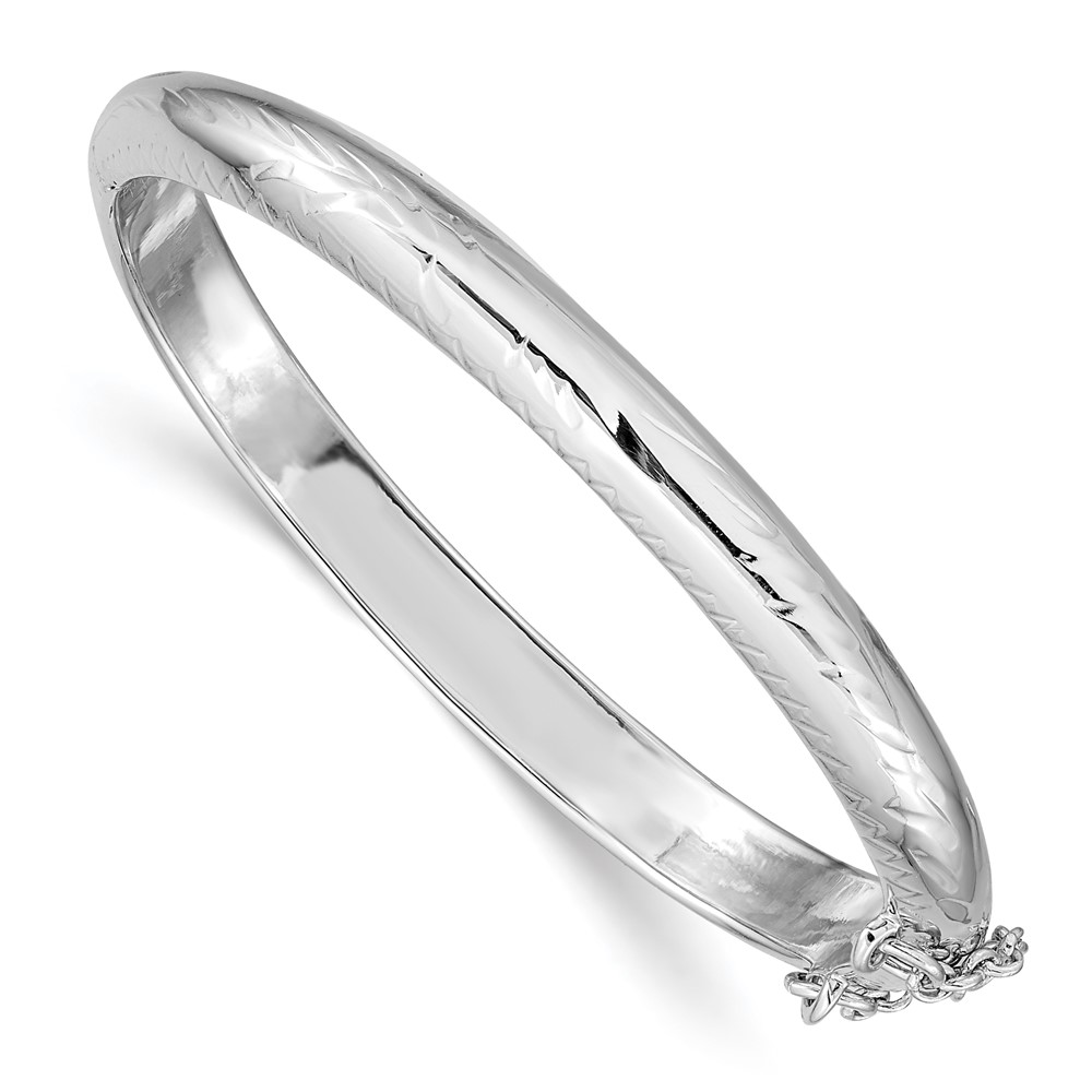 Sterling Silver Rhodium-plated 5mm Baby Hinged Bangle Bracelet