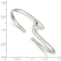 Sterling Silver Polished Fancy Wave Cuff Bangle Bracelet view 3