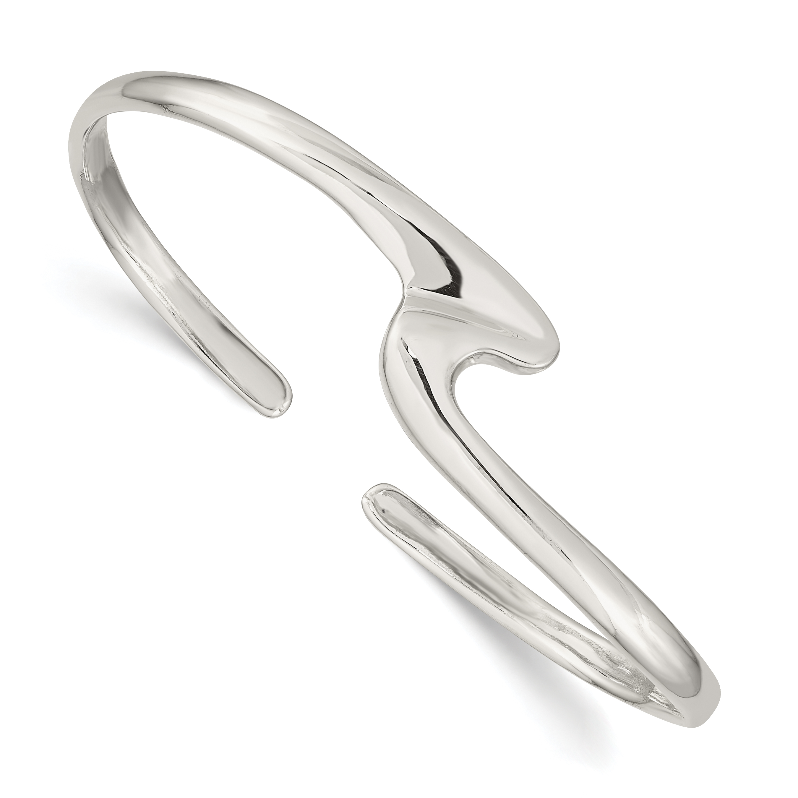 Sterling Silver Polished Fancy Cuff Bangle Bracelet (QB195)