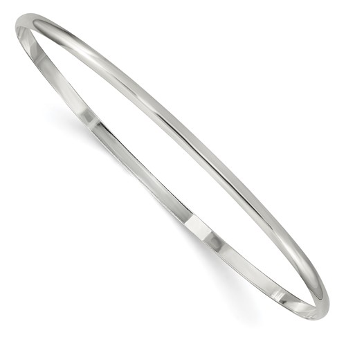 Sterling Silver Polished Solid 2.25mm Slip-on Bangle Bracelet