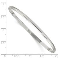 Sterling Silver Polished Solid 3mm Slip-on Bangle Bracelet view 3