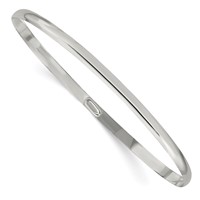 Sterling Silver Polished Solid 3mm Slip-on Bangle Bracelet view 1