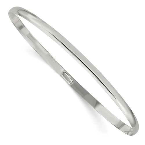 Sterling Silver Polished Solid 3mm Slip-on Bangle Bracelet