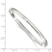 Sterling Silver Polished Solid 4mm Slip-on Bangle Bracelet view 3
