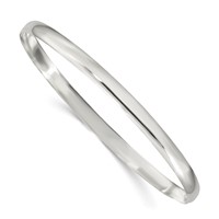 Sterling Silver Polished Solid 4mm Slip-on Bangle Bracelet view 1