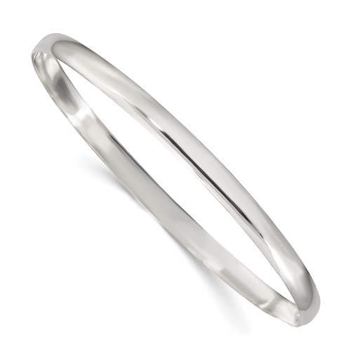 Sterling Silver Polished Solid 4mm Slip-on Bangle Bracelet