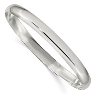Sterling Silver Polished Solid 6.25mm Slip-on Bangle Bracelet view 1