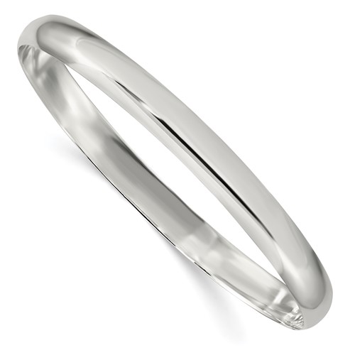 Sterling Silver 6.25mm Solid Polished Plain Slip-On Bangle Bracelet