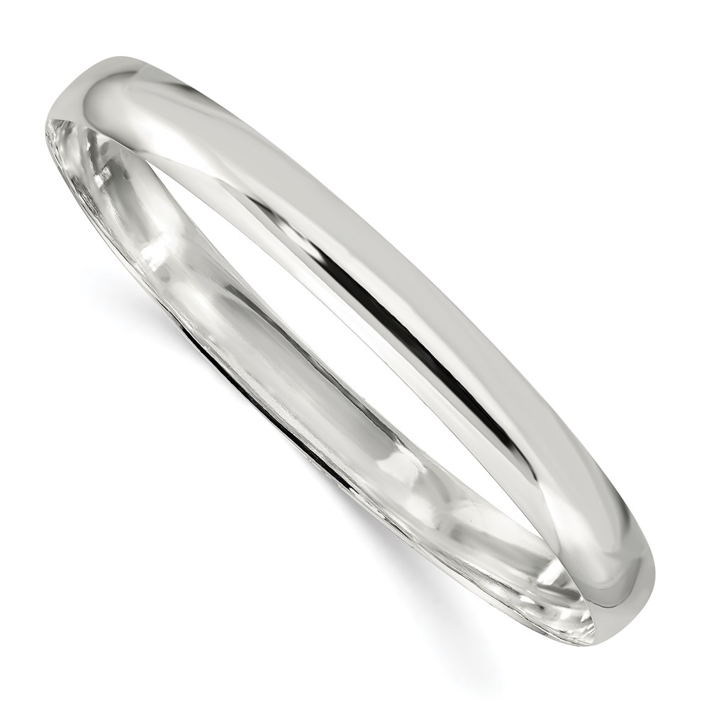 Sterling Silver Polished Solid 7mm Slip-on Bangle Bracelet