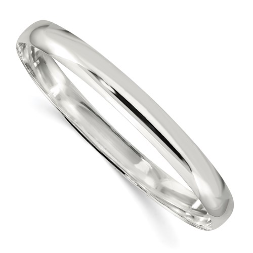Sterling Silver Polished Solid 7mm Slip-on Bangle Bracelet