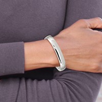 Sterling Silver Polished Solid 9.75mm Slip-on Bangle Bracelet view 4