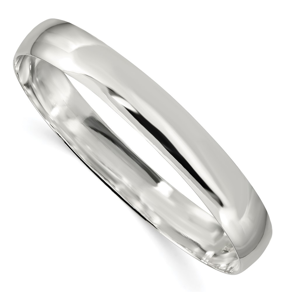 Sterling Silver Polished Solid 9.75mm Slip-on Bangle Bracelet