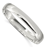 Sterling Silver Polished Solid 9.75mm Slip-on Bangle Bracelet view 1