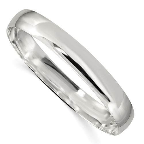 Sterling Silver Polished Solid 9.75mm Slip-on Bangle Bracelet