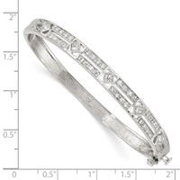 Sterling Silver Rhodium-plated CZ 6mm Hinged Bangle view 3