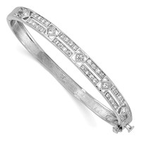 Sterling Silver Rhodium-plated CZ 6mm Hinged Bangle view 1