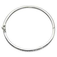 Sterling Silver Rhodium-plated CZ 4.75mm Hinged Bangle Bracelet view 2