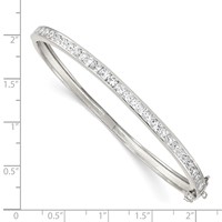 Sterling Silver Rhodium-plated CZ 4.75mm Hinged Bangle Bracelet view 3