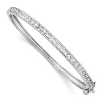 Sterling Silver Rhodium-plated CZ 4.75mm Hinged Bangle Bracelet view 1