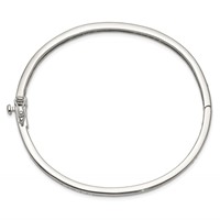 Sterling Silver Rhodium-plated Clear CZ Oval 4.25mm Hinged Bangle Bracelet view 2