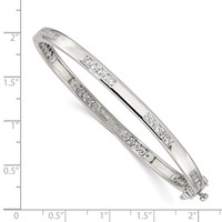 Sterling Silver Rhodium-plated Clear CZ Oval 4.25mm Hinged Bangle Bracelet view 3