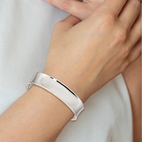Sterling Silver Polished 15mm Concave Cuff Bangle view 4