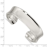Sterling Silver Polished 15mm Concave Cuff Bangle view 3