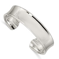 Sterling Silver Polished 15mm Concave Cuff Bangle view 1