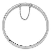 Sterling Silver Rhodium-plated Polished Domed 9mm Hinged Bangle Bracelet Chain with Safety view 2