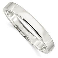 Sterling Silver Polished 9.75mm Flat Hinged Bangle view 1