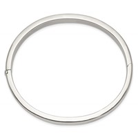 Sterling Silver Polished 8.00mm Flat Hinged Bangle view 2
