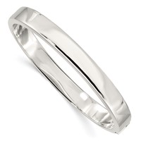 Sterling Silver Polished 8.00mm Flat Hinged Bangle view 1
