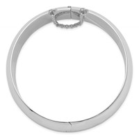Sterling Silver Rhodium-plated Polished Domed 20mm Hinged Bangle Bracelet Chain with Safety view 2