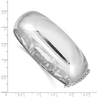 Sterling Silver Rhodium-plated Polished Domed 20mm Hinged Bangle Bracelet Chain with Safety view 3