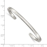Sterling Silver Polished 4mm Cuff Bangle view 3