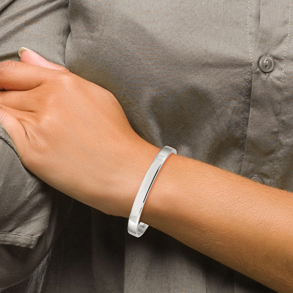 Sterling Silver 7mm Cuff Bangle (QB312)